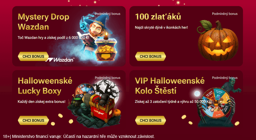 Halloweenské bonusy v online casinu LuckyBet