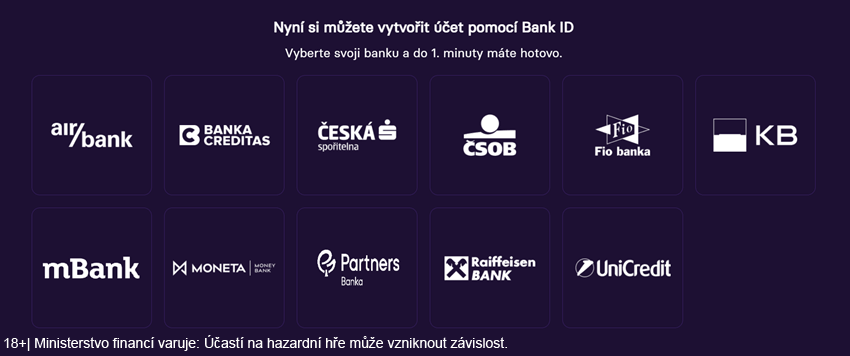 Nabídka bank pro ověření identity přes BankID
