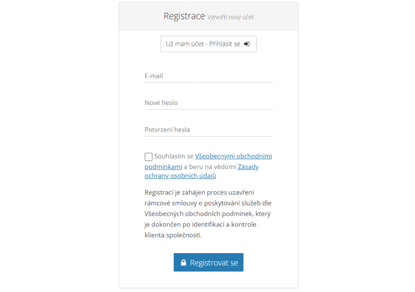 Možnost registrace prostřednictvím služby NeteraPay