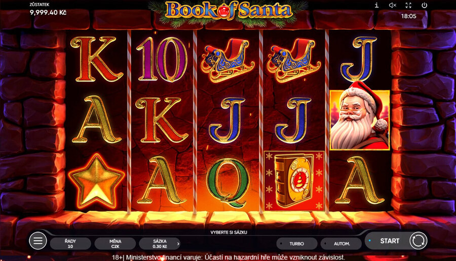 Výherní automat za haléře Book of Santa