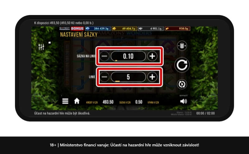 Nastavení sázky