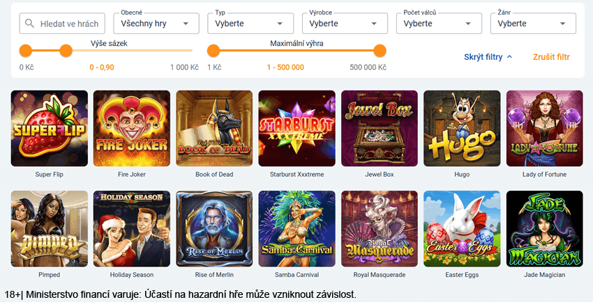 Jak vyfiltrovat haléřové automaty u Tipsportu?