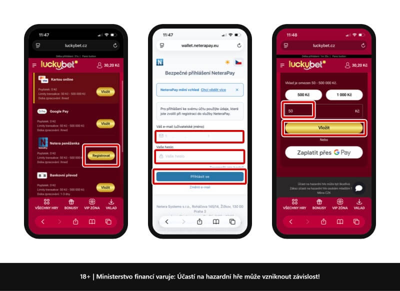 Casino vklad přes NeteraPay