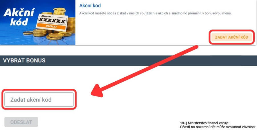 Kam zadat Tipsport VIP promo kód po přihlášení