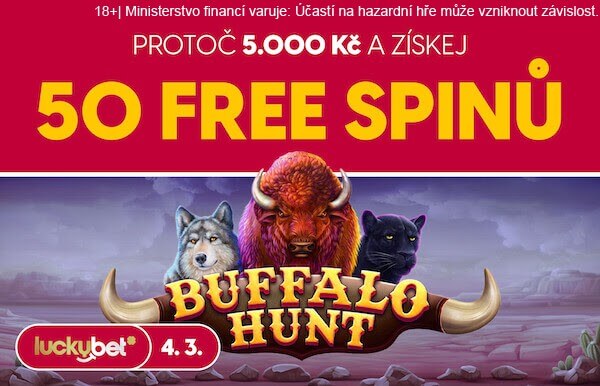 Získejte 50 free spinů ve hře Buffalo Hunt