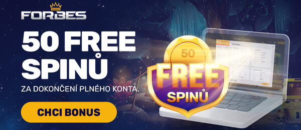 Získej 50 free spinů za dokončení herního konta ve Forbes casinu.