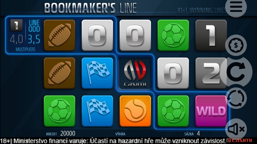 Unikátní online hrací automat Bookmaker's Line od operátora Casimi Gaming