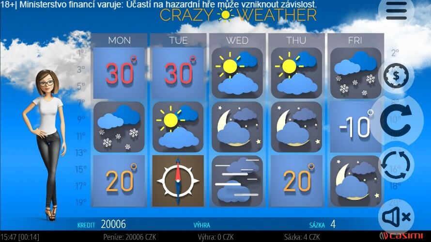 Unikátní online hrací automat Crazy Weather od operátora Casimi Gaming