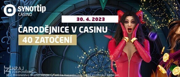 Čarodějnice v online casinu SYNOT TIP mají nachystaných 40 free spinů. Pojď si je vyzvednout.