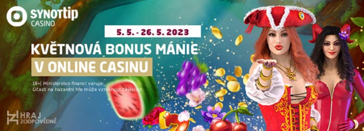 Získejte s květnovou bonus mánií od SYNOT TIP až 22 bonusů