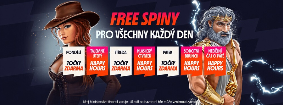 Denní harmonogram dlouhodobé akce Free spiny pro všechny každý den