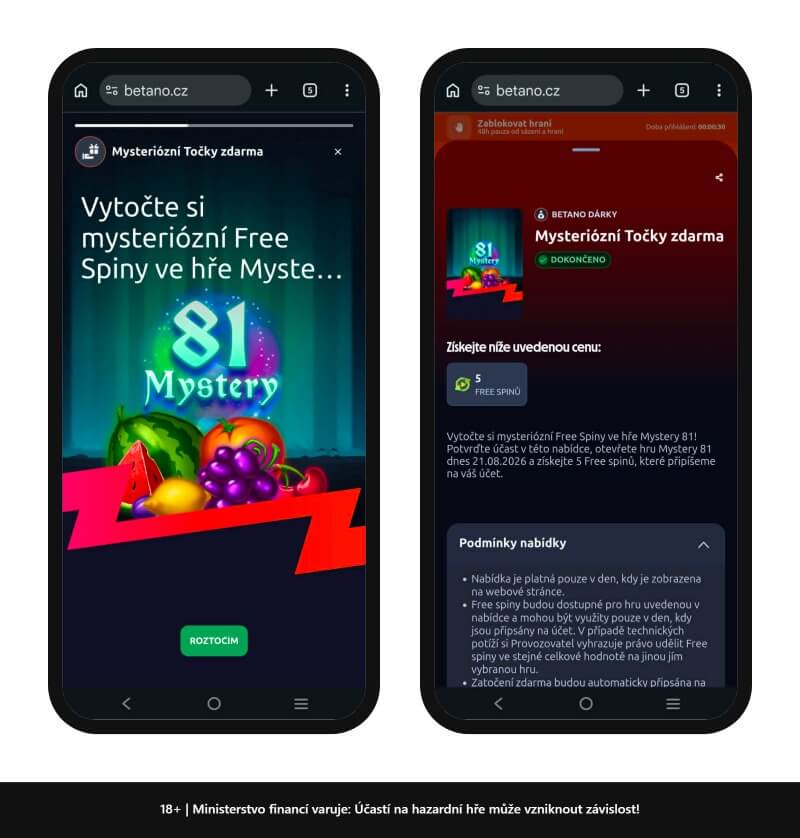 Free spiny zdarma u&nbsp;Betana v&nbsp;pátek 21. 8.&nbsp;2026