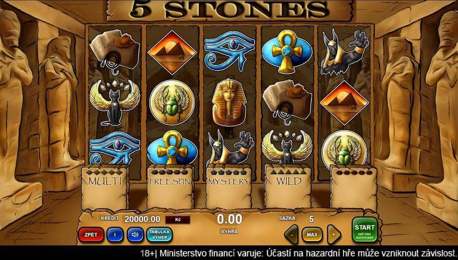 Výherní automat 5 Stones od výrobce casino her Adell
