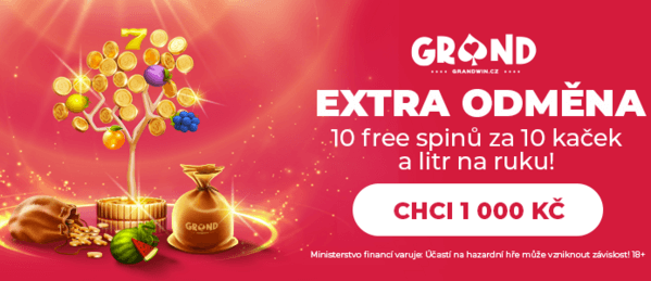 GrandWin casino: získej 20 free spinů a bonus 1 000 Kč