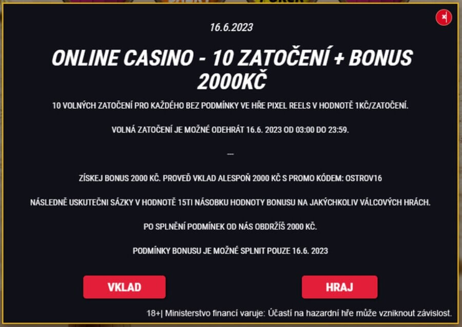 Free spiny a bonus ke vkladu pouze dnes v SYNOT TIP online casinu