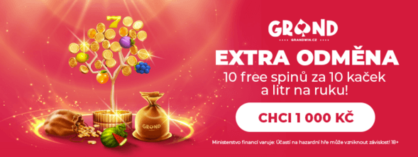 GrandWin extra odměna: 20 FREE spinů a bonus 1 000 Kč