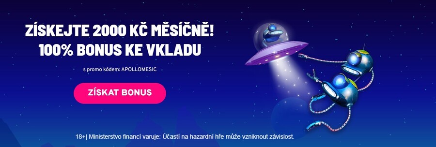 Získejte bonus až 2 000 Kč v online casinu Apollo Games