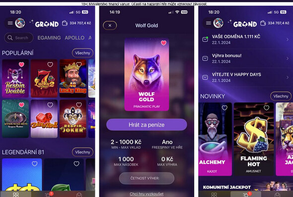 GrandWin casino aplikace ke stažení zdarma