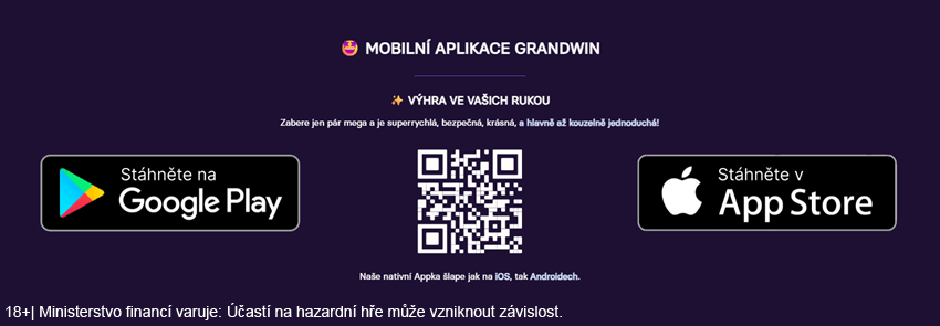 Mobilní aplikace online casina Grandwin je dostupná pro Android i iOS