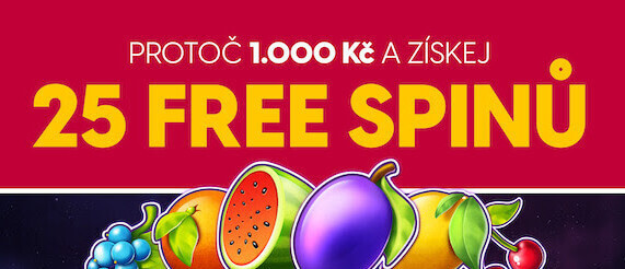 25 free spinů za sázky v hodnotě 1 000 Kč