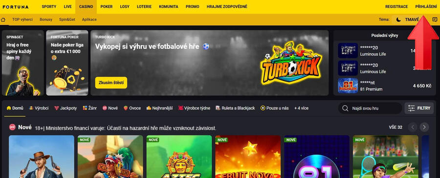 iFortuna přihlášení přes desktop