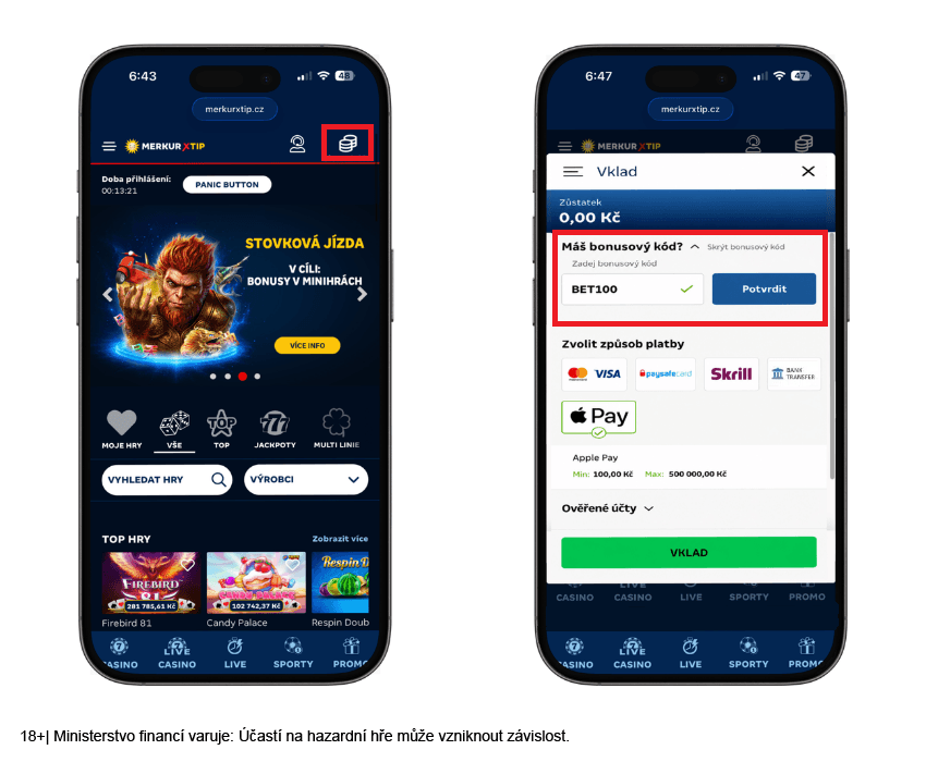 MerkurXtip vklad s&nbsp;promo kódem BET100
