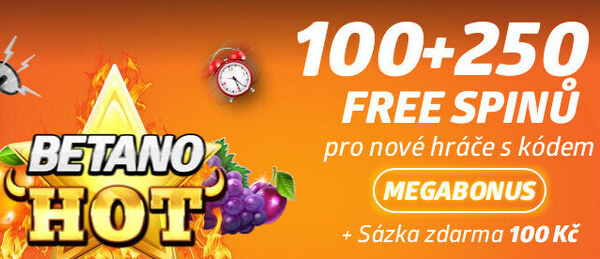 Získejte od Betana registrační bonus 350 free spinů