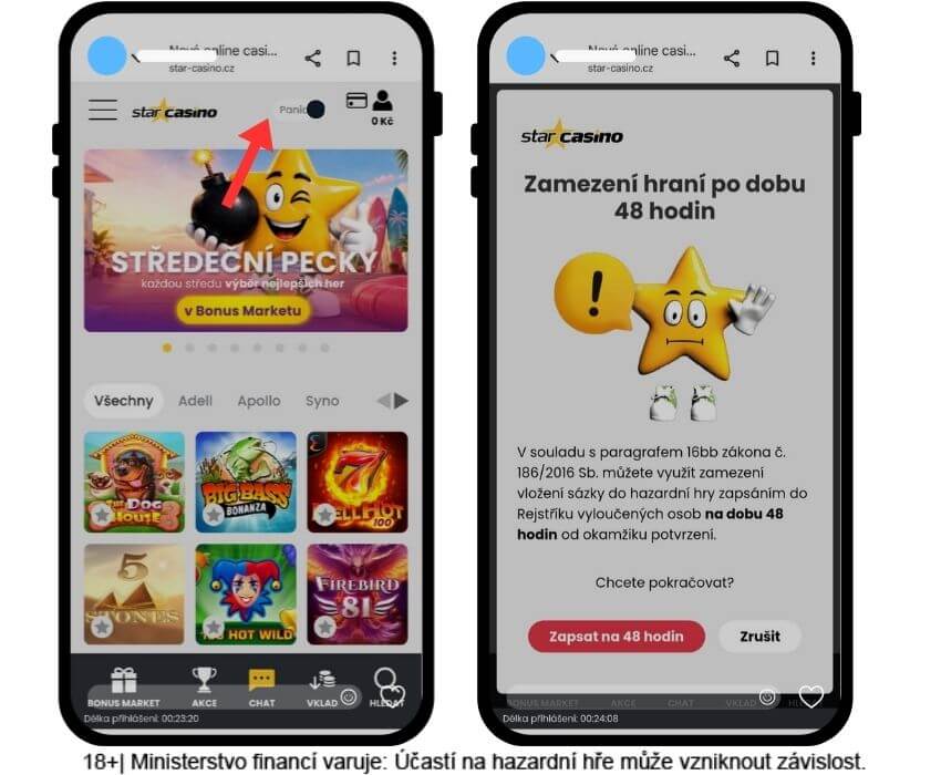 Panic button u&nbsp;Star Casina na mobilu