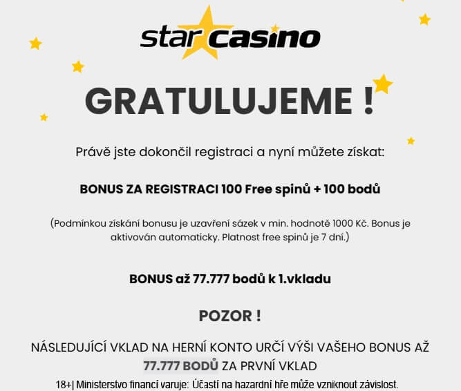 Vstupní bonus ve Star Casinu online
