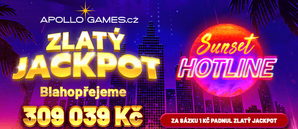 Padl Zlatý jackpot v casinu Apollo ve hře Sunset Hotline