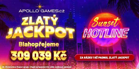 Padl Zlatý jackpot v casinu Apollo ve hře Sunset Hotline