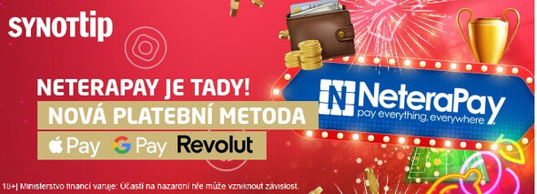 Platby NeteraPay nově v casinu SYNOT TIP