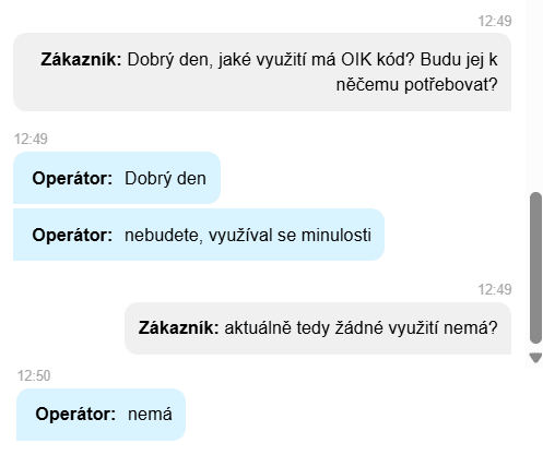 OIK kód u&nbsp;SYNOT TIPu dle podpory není potřeba