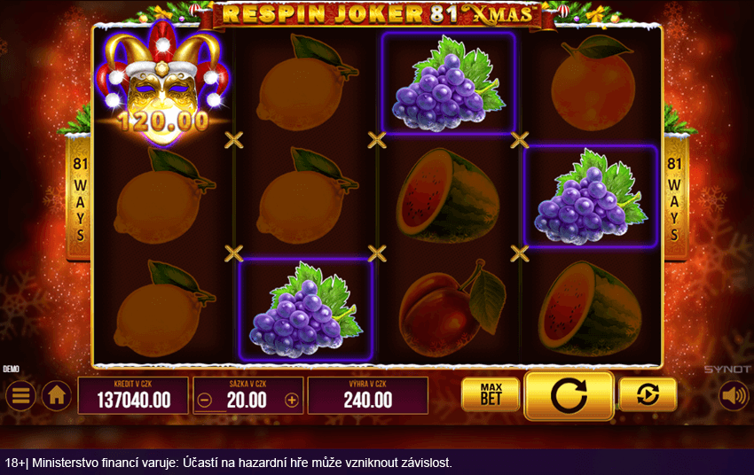 Online automat Respin Joker 81 Xmas od Synot Games v&nbsp;online casinu Apollo