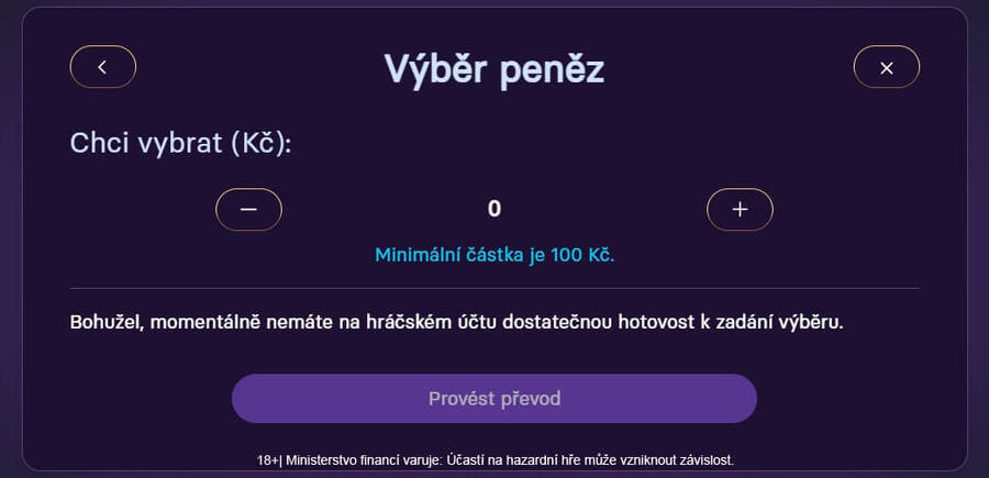Grandwin výběr peněz lze provést několika způsoby