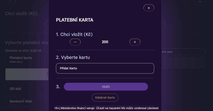 Grandwin vklad na konto probíhá jednoduše