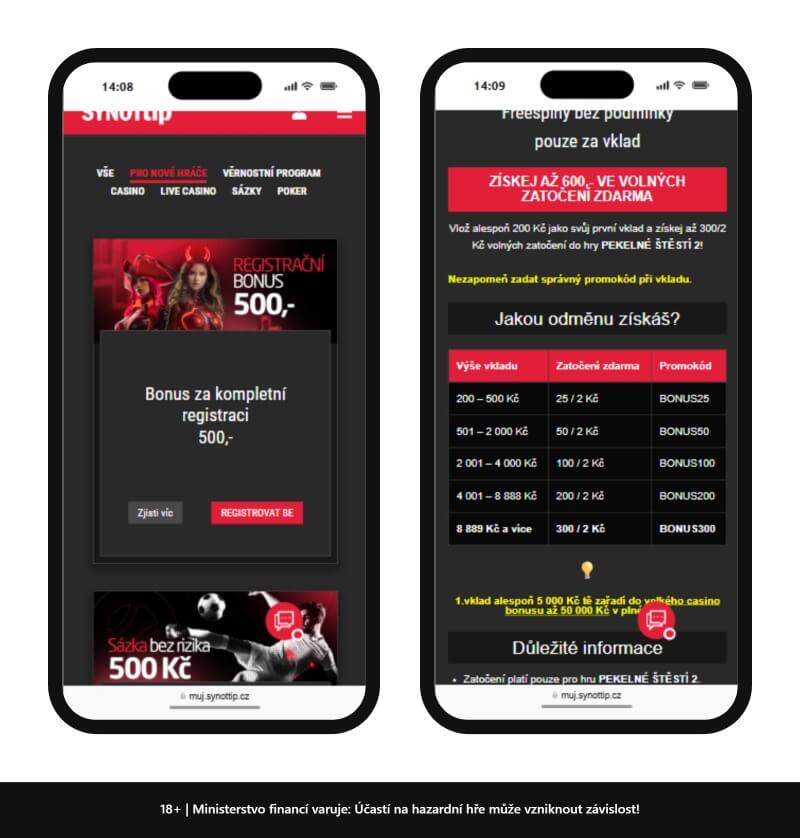 Registrační bonusy v&nbsp;online casinu SYNOT TIP a&nbsp;výše vkladů pro free spiny