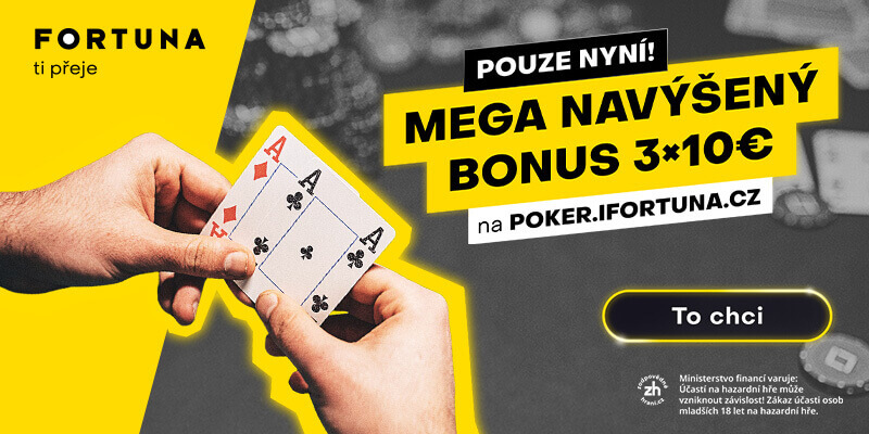 Získejte ZDARMA registrační bonus na FORTUNA POKER 300 Kč + 30 €