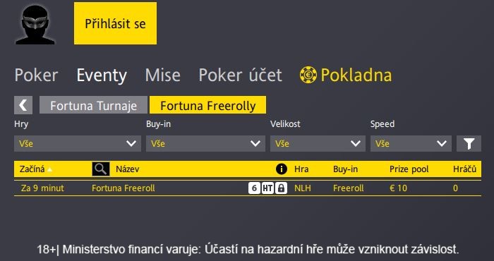 Freeroll poker na online herně Fortuna – turnaje ZDARMA