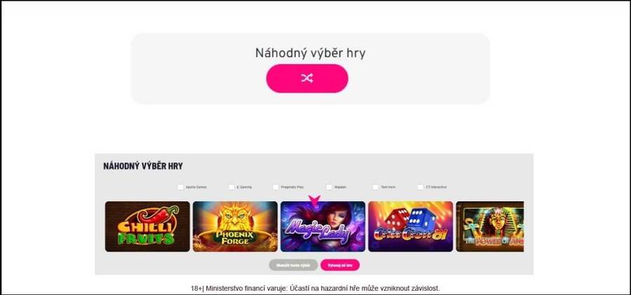 Nová funkce &quot;náhodný výběr hry&quot; v casinu Apollo