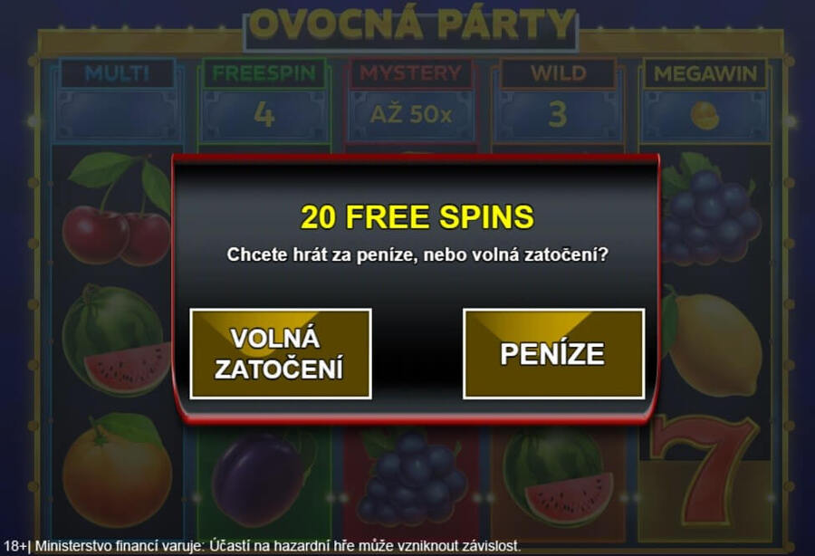 Jak vyzvednout free spiny ve hře Ovocná Párty od Sazka Her