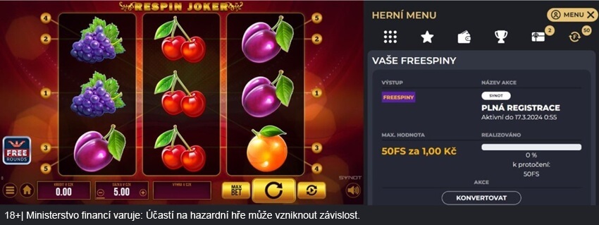 Upravte si hodnotu svých free spinů v&nbsp;online casinu Grandwin dle libosti