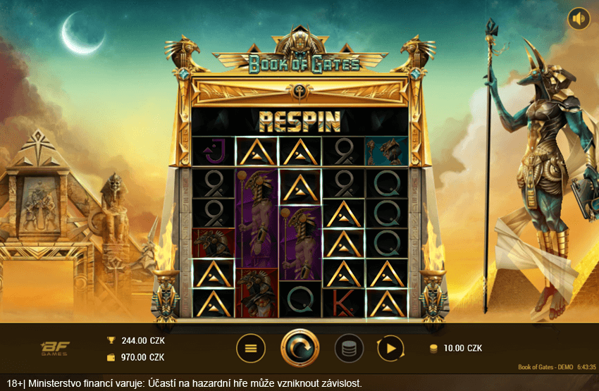 Online automat Book of Gates od BF Games v online casinu Apollo