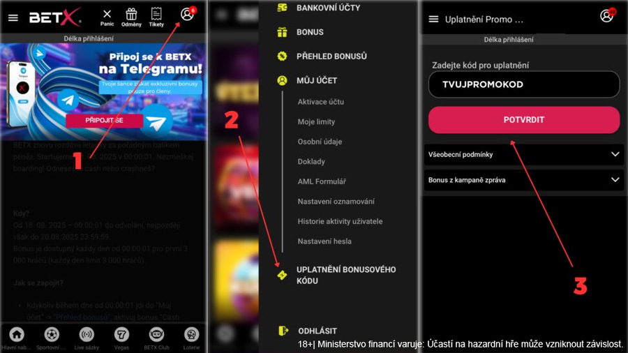 Kam vložit BetX promo kód?