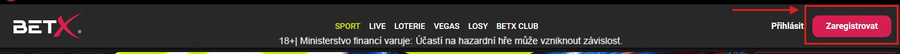 V pravém horním rohu klikněte na Zaregistrovat