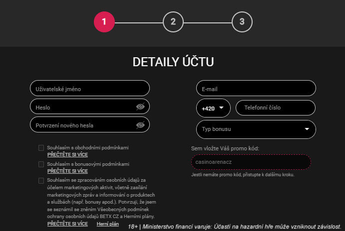 Při registraci lze vložit promo kód ZDE