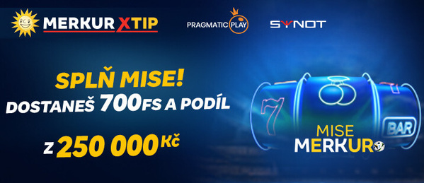 Mise Merkur – získejte až 700 free spinů a podíl z 250 000 Kč