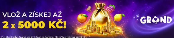 Získejte bonus za vklad do casina GrandWin 2x 5 000 Kč