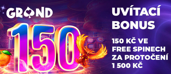 GrandWin casino bonus za registraci – 150 free spinů