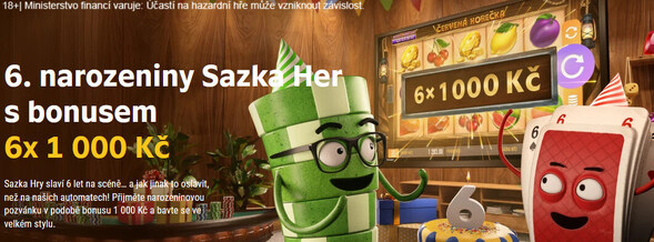 Zahrajte si u Sazka Her o bonus až 6 000 Kč